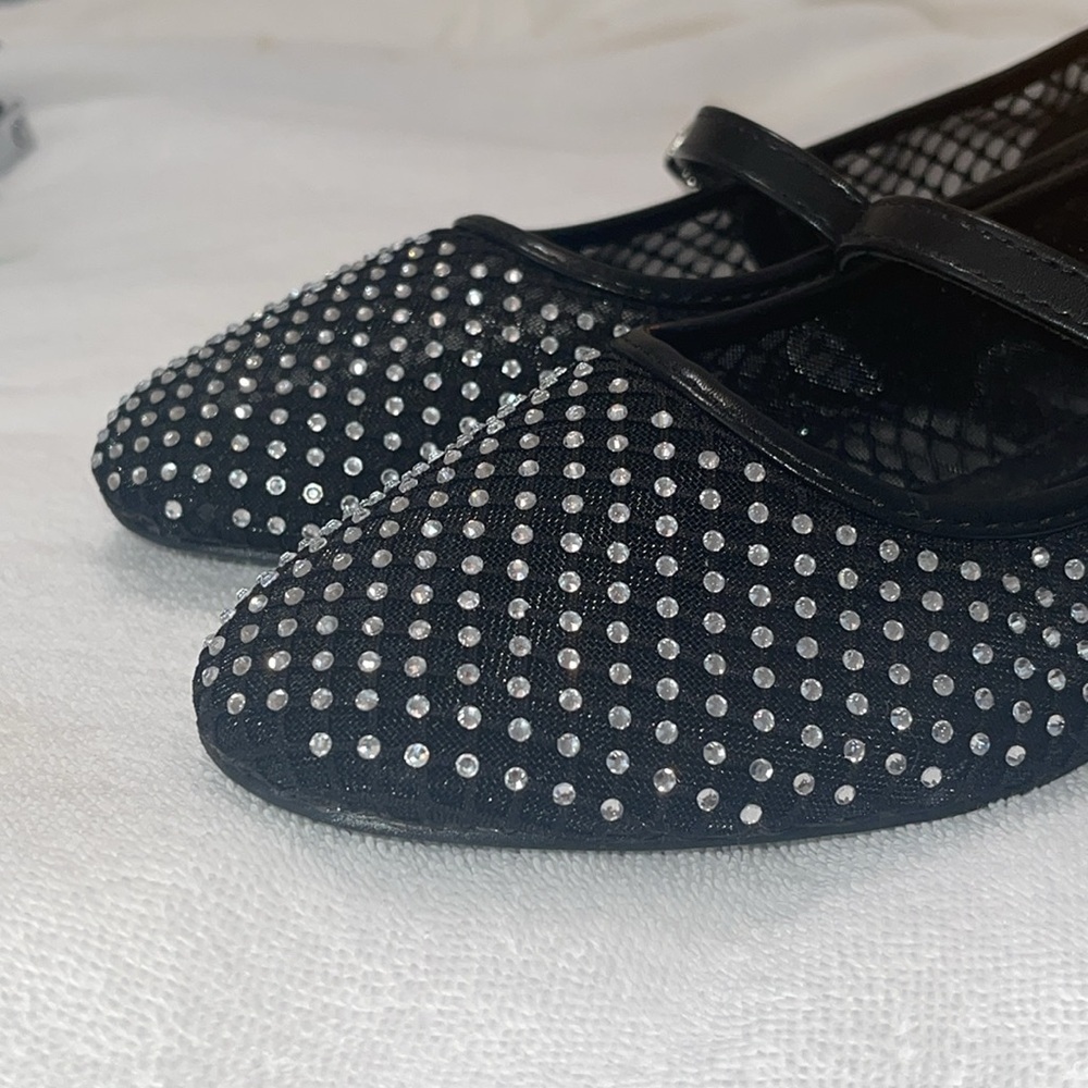 NWOT BERNESS FRIDA BLACK & Rhinestones Mesh Mary Jane Flats Sz. 8 - Picture 14 of 14